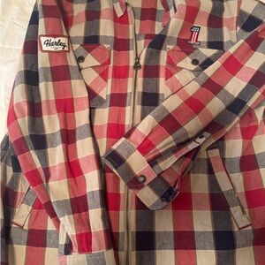 Harley-Davidson Red and Blue Plaid Shirt Jacket